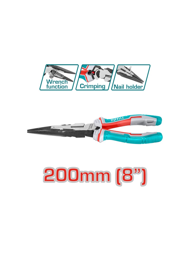 TOTAL Professional Pliers Set, 4 Piece, Cr-V Steel with TPR Tri-Color Handles, 240mm Combination, 180mm Diagonal Cutting, 200mm Long Nose, 250mm Pump Pliers with Crimping and Deburring Functions - Image 4